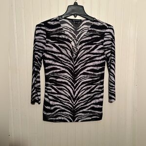 INC International Concepts Zebra Print Blouse - Black and White